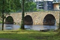 SwedenÃ¢â¬â¢s longest arched stone bridge Ostra Bron in Karlstad. Royalty Free Stock Photo